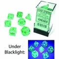 Time2Play Cube Borealis Luminary Dice, Light Green with Gold Numbers - Set of 7 TI3295813